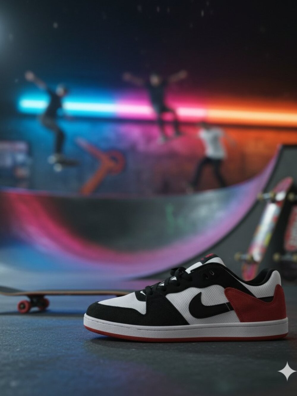 NIKE SB ALLEYOOP WHITE/BLACK/UNIVERSITY RED SKATE SHOES
